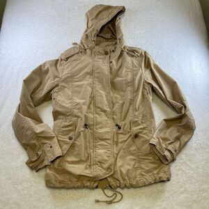 Ana A New Approach Medium Military Field Jacket Hooded Utility Tan Women’s Canva